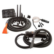 This commercial quality vacuum kit comes with the same detailing tools used at professional car washes. Unlike conventional home units that lack the maneuverability and precision nozzles required to effectively clean the inside of an automobile, this steel compact model reaches every corner of a car&#8217;s floor, dashboard, and upholstery. Its 4.0 peak horsepower, twin fan motor provides 130 cubic-feet-per-minute of vacuuming power that cleans a vehicle&#8217;s interior with a flexible 30'-longu00A0crushproof hose and a collection of brushes, crevice tools, and micro detailing attachments. It also has an air-blowing function that blasts away dust from vents and clears standing water. Includes wall mount. AC plug; 12'-long cord. 21 1/4" L x 9" W x 7" D. (11 lbs.)