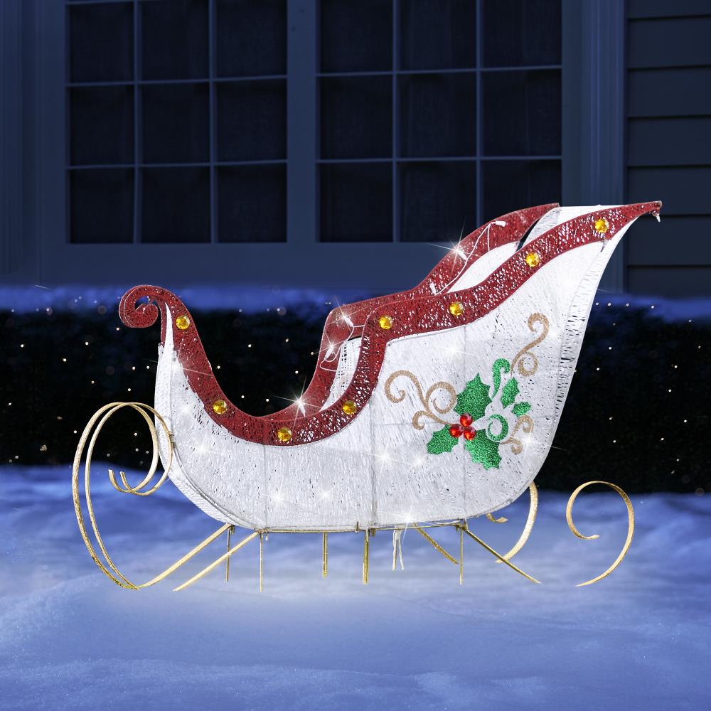 Twinkling Lawn Sculpture - Sleigh - Red