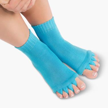 Toe Separator Socks, 3 Pairs Foot Alignment Socks Yoga Gym Massage Toeless  Socks Pain Relief Improves Circulation Stretchy For Women_a