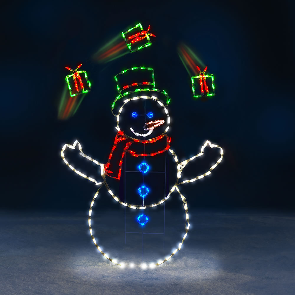 5' Animated Juggling Snowman - Red