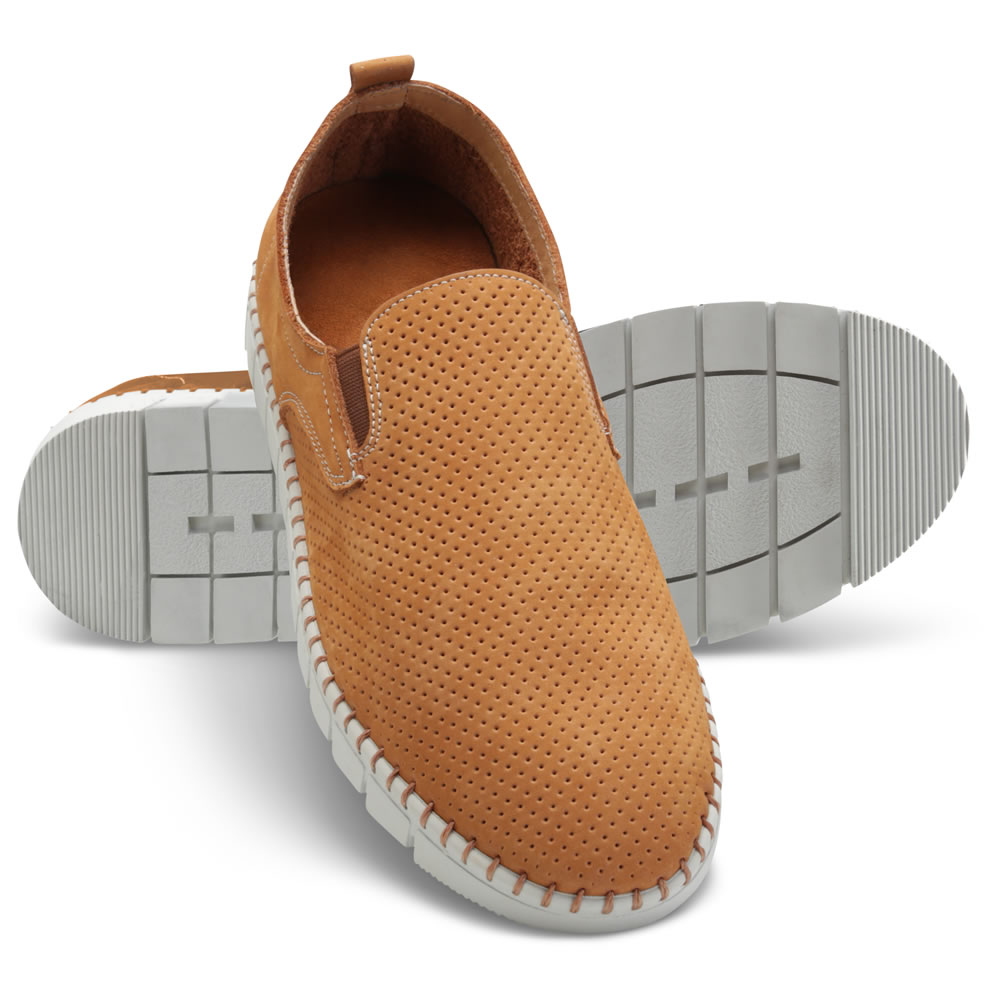 The Gentleman's Breathable Comfort Leather Slip Ons - Hammacher Schlemmer