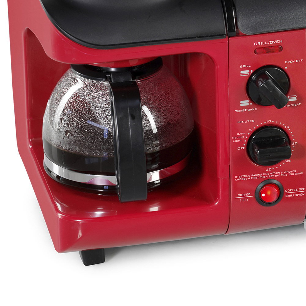 Three-in-One Breakfast Station Coffee Maker, Toaster, Griddle