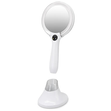 The Rechargeable Handheld Lighted Mirror Hammacher Schlemmer