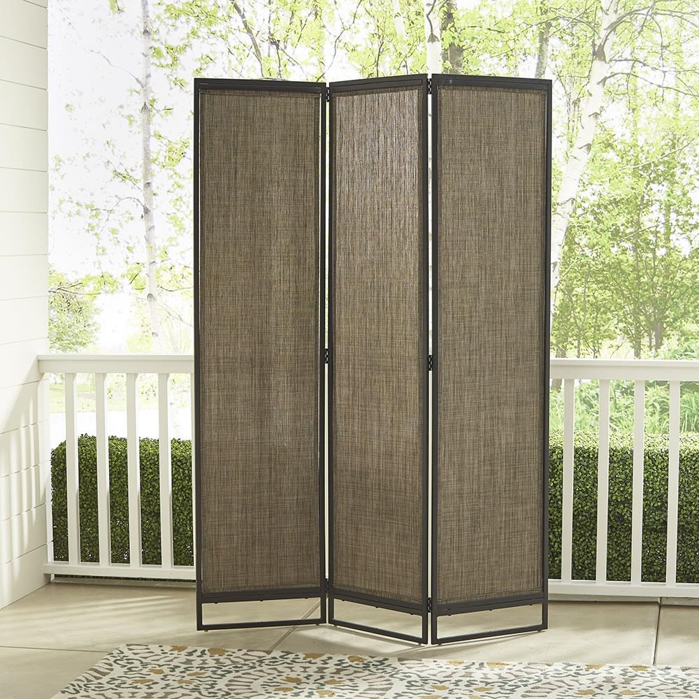 Freestanding Outdoor Privacy Screen - Steel Frame & Polyester Fabric - Brown