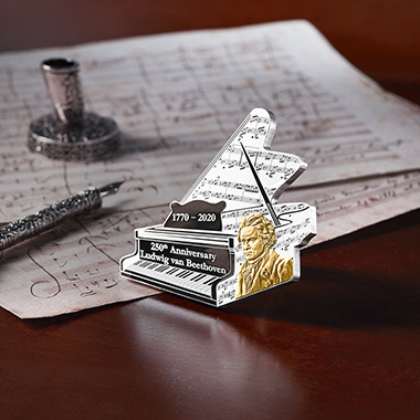 The 250th Anniversary Of Beethoven Piano Silver Coin With 24K Gold