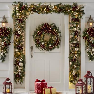 The Cordless Prelit Crimson And Gold Holiday Trim (Garland)