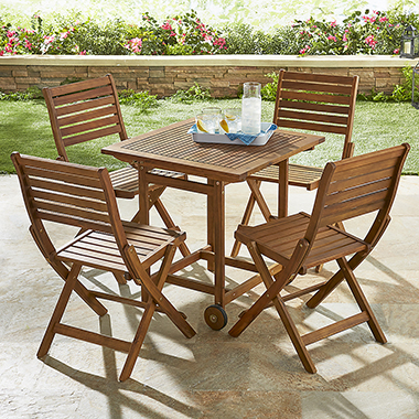 Patio table online and stowable chairs