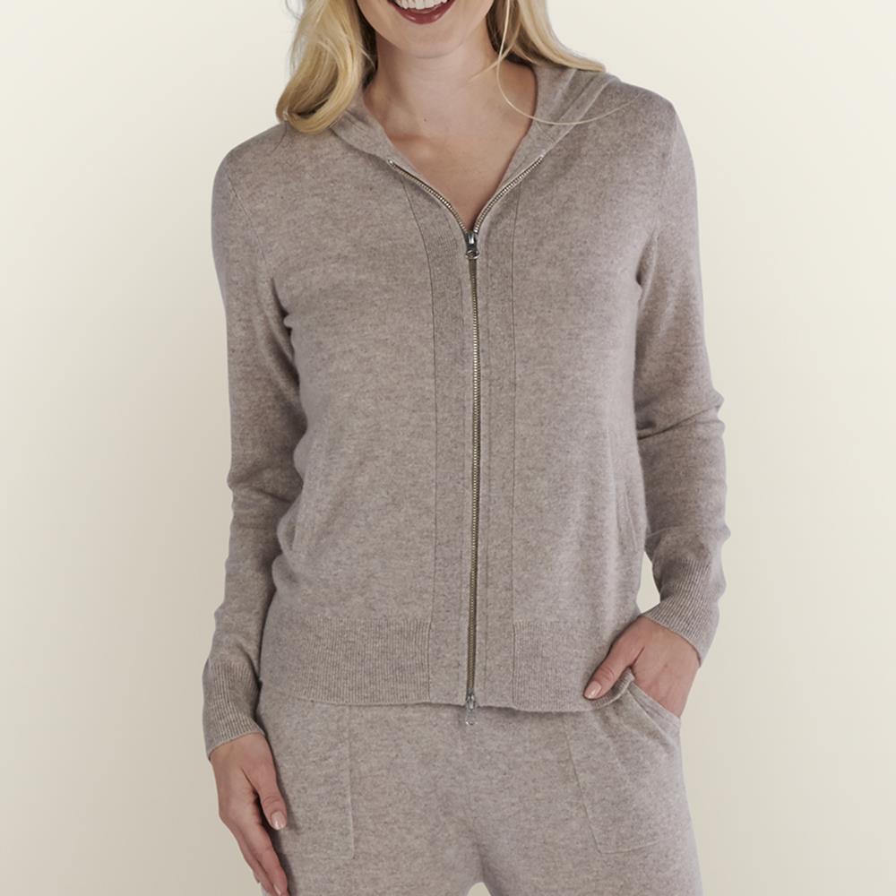 Lady's Washable Cashmere Lounge Hoodie - XL - Grey
