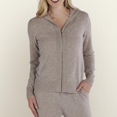 The Lady's Washable Cashmere Lounge Hoodie - Hammacher Schlemmer