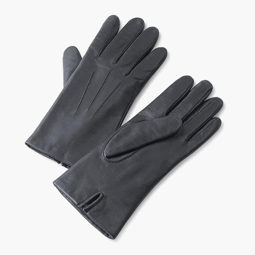 Lady's Cashmere Lined Lambskin Gloves - Large - Black