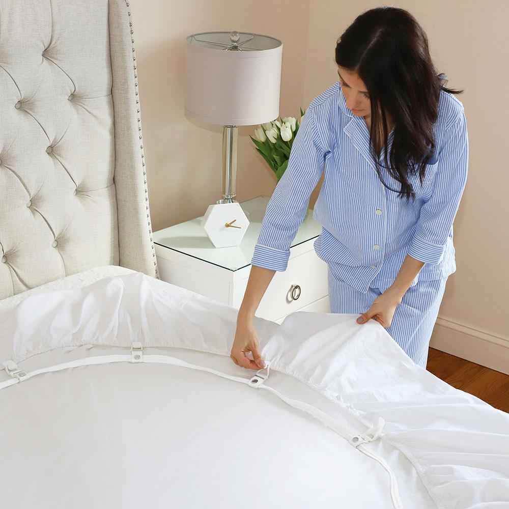 The Most Secure Bed Sheet Fastener - Hammacher Schlemmer