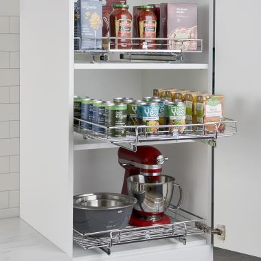 The Adjustable Sliding Cabinet Pullouts - Hammacher Schlemmer