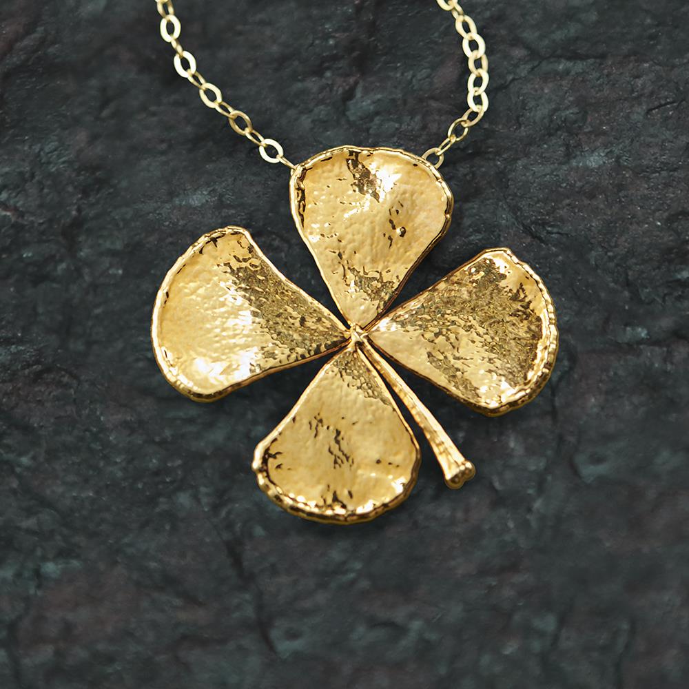 Gilded Four-Leaf Clover Necklace - Gold