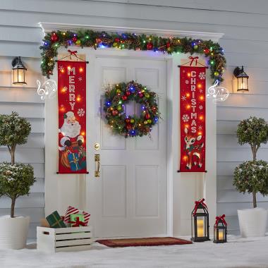 The Sound Activated Caroling Christmas Banners