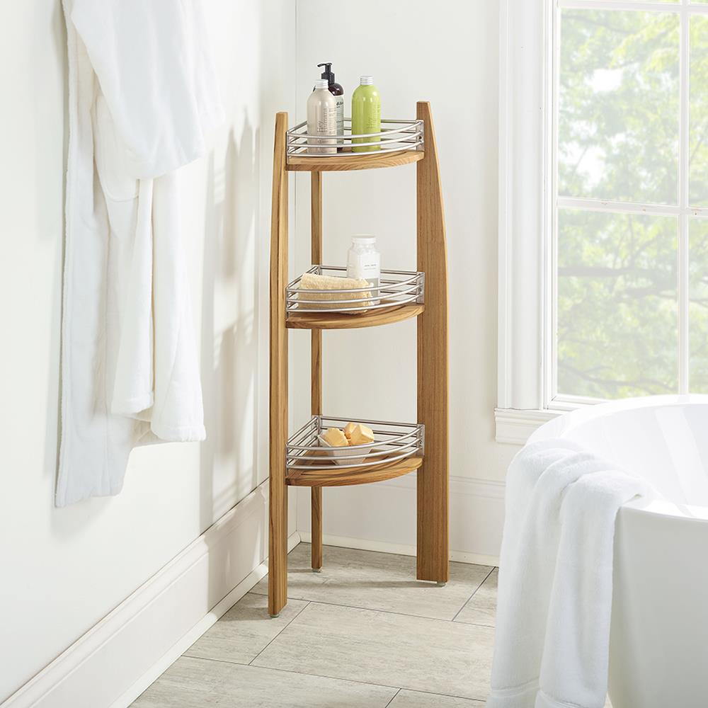 The Original Kai™ Corner Teak Bath Shelf - Luxury Teak Storage I