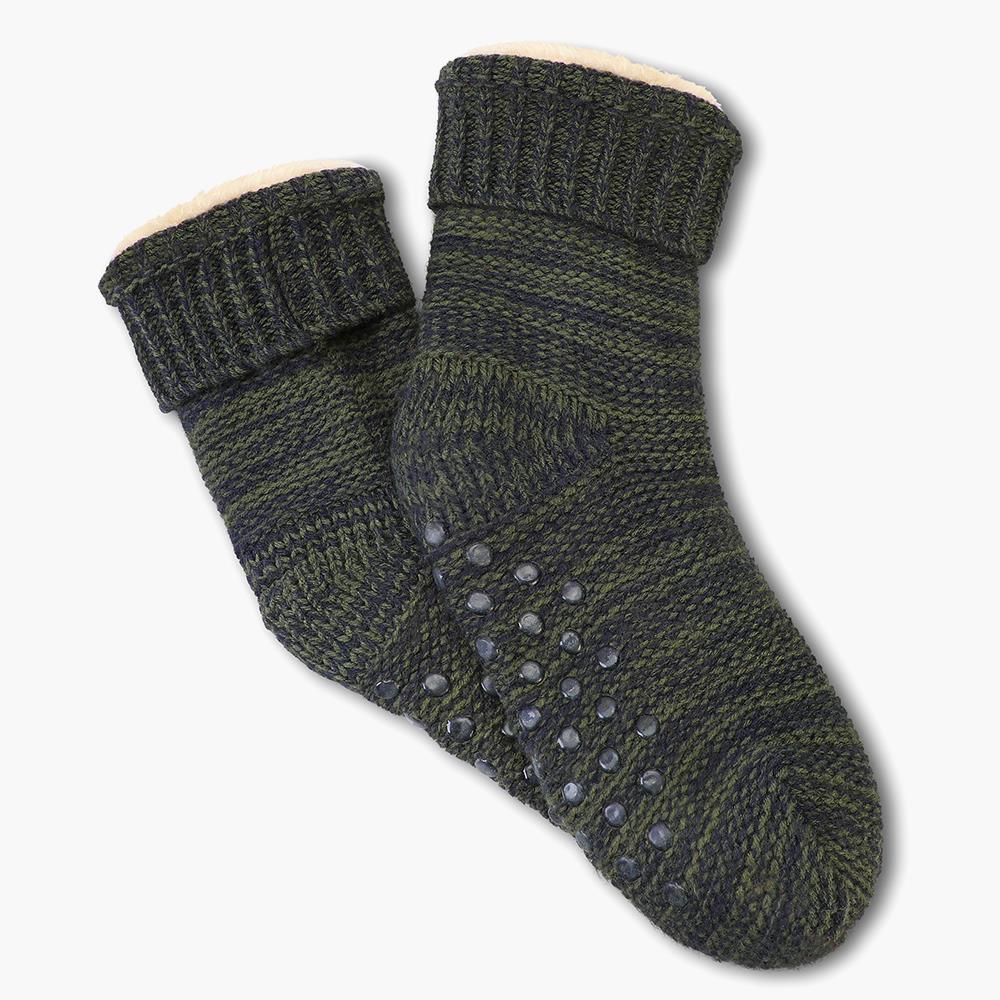 Genuine Irish Fleece Lined Slipper Socks - Large - Green