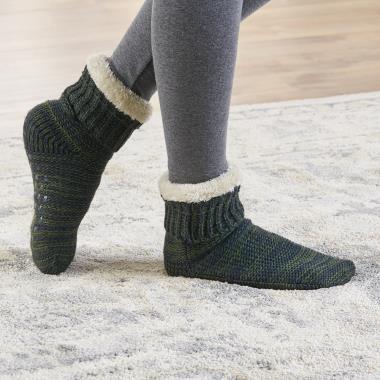 Men's 2 Pair Pack Slipper Socks with Grips Non Slip Soft Fuzzy Cozy Fleece  Lined Cable Knit Socks for Cold Winter - Walmart.com
