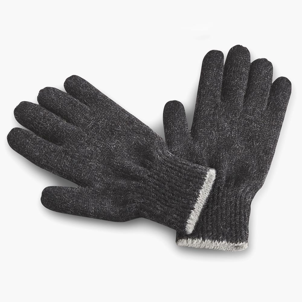 Handmade Andean Alpaca Reversible Gloves - XL - Gray/Silver