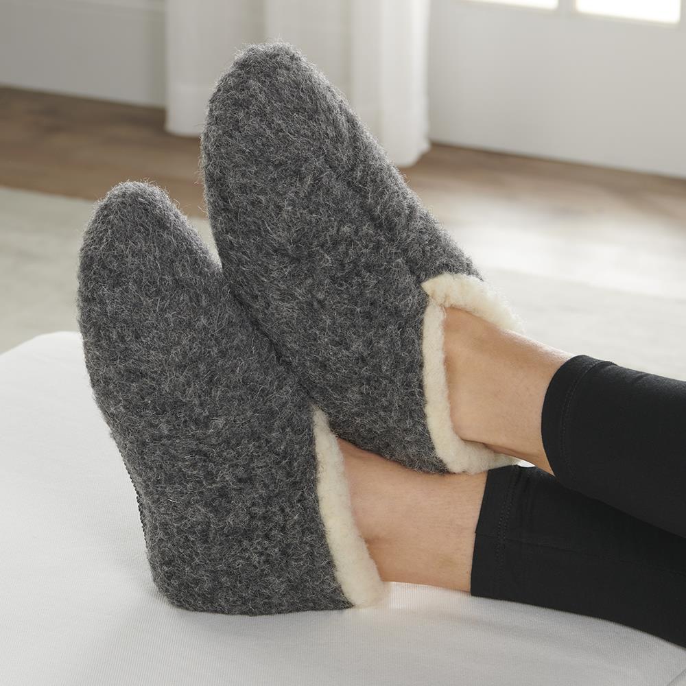 Merino Wool Slipper Boots - Medium - Grey