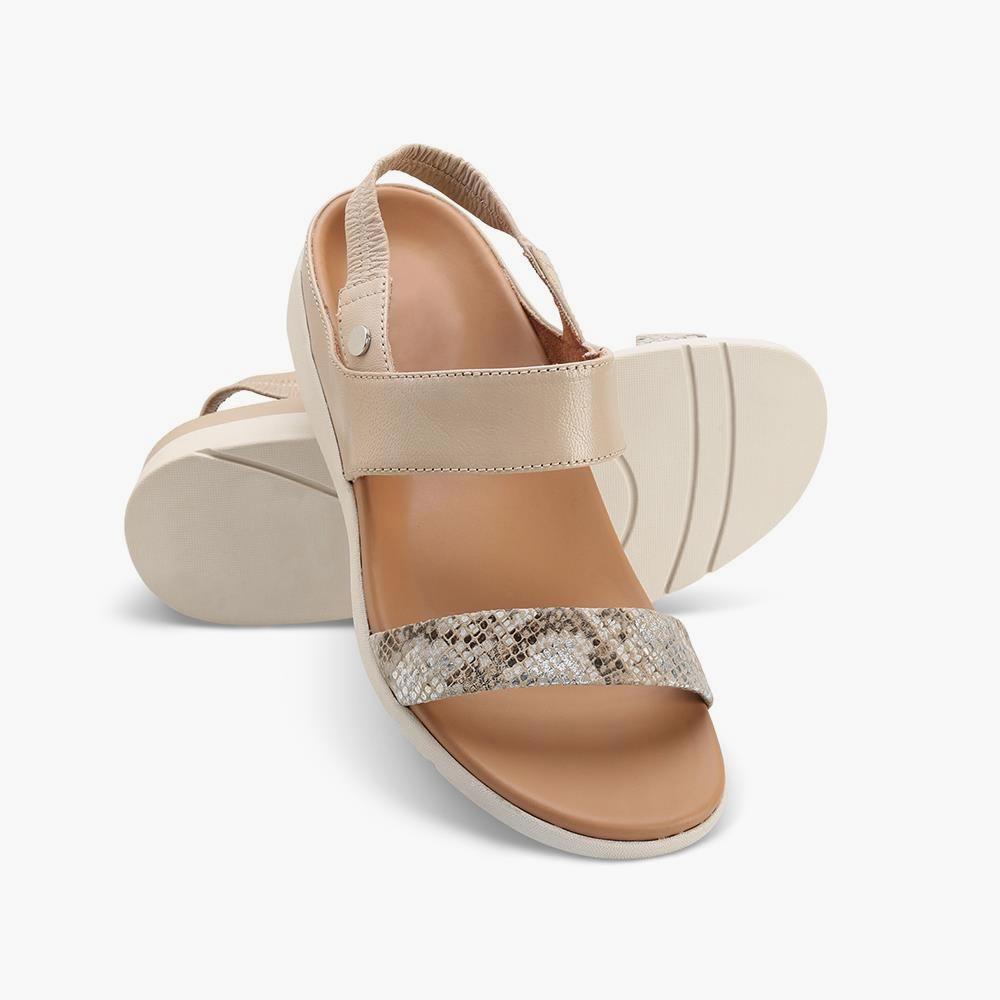 Lady's Back Pain Relieving Wedge Sandals - 40 - Tan