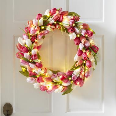 The Cordless Prelit Tulip Wreath