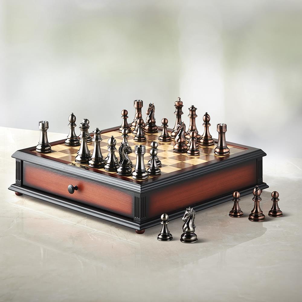 New Kasparov Grandmaster Chess Set Silver and Bronze Collectors Luxury  Edition