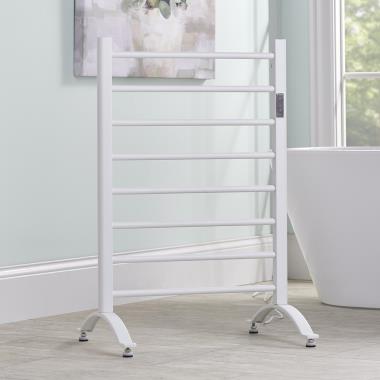 White Sintered Stone Heated Towel Rack Electric Towel Warmer & Drying Rack  with Timer