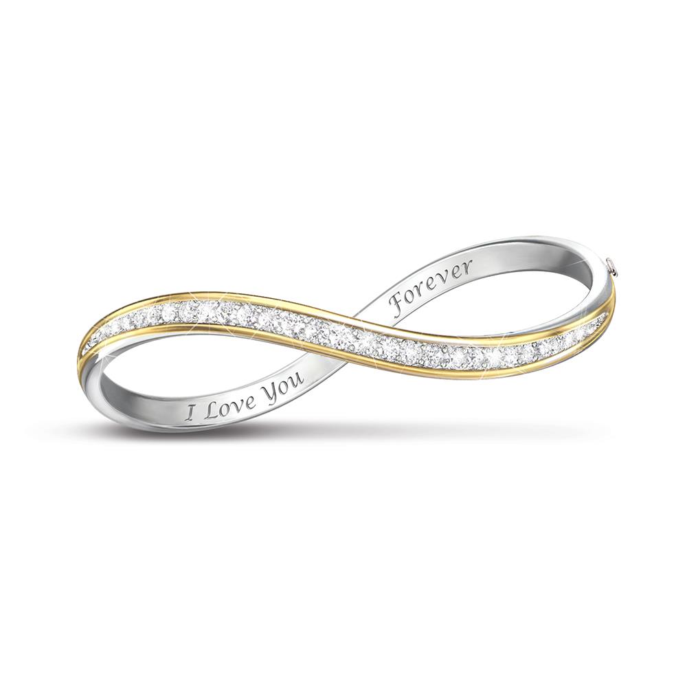 Lady's Forever Love Diamond Infinity Bracelet - Silver