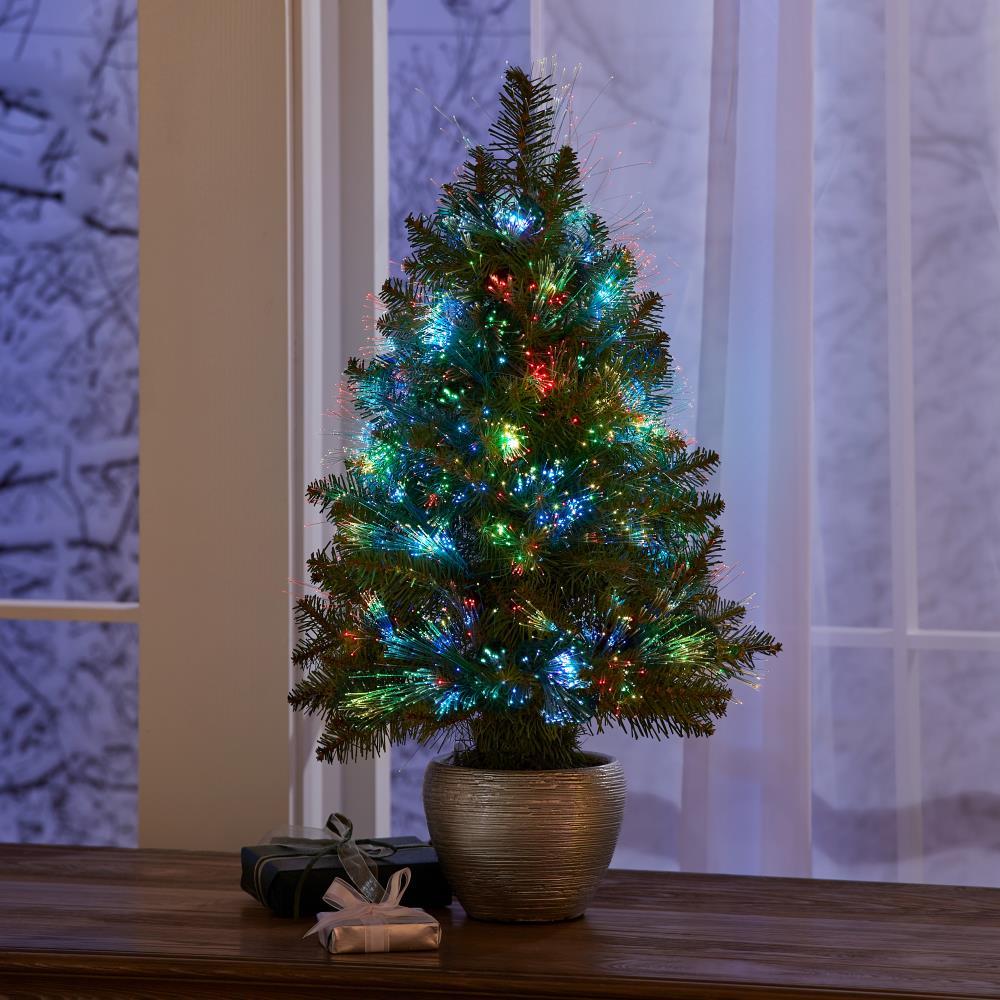 Tabletop Fiber Optic Light Show Tree - White Christmas Tree