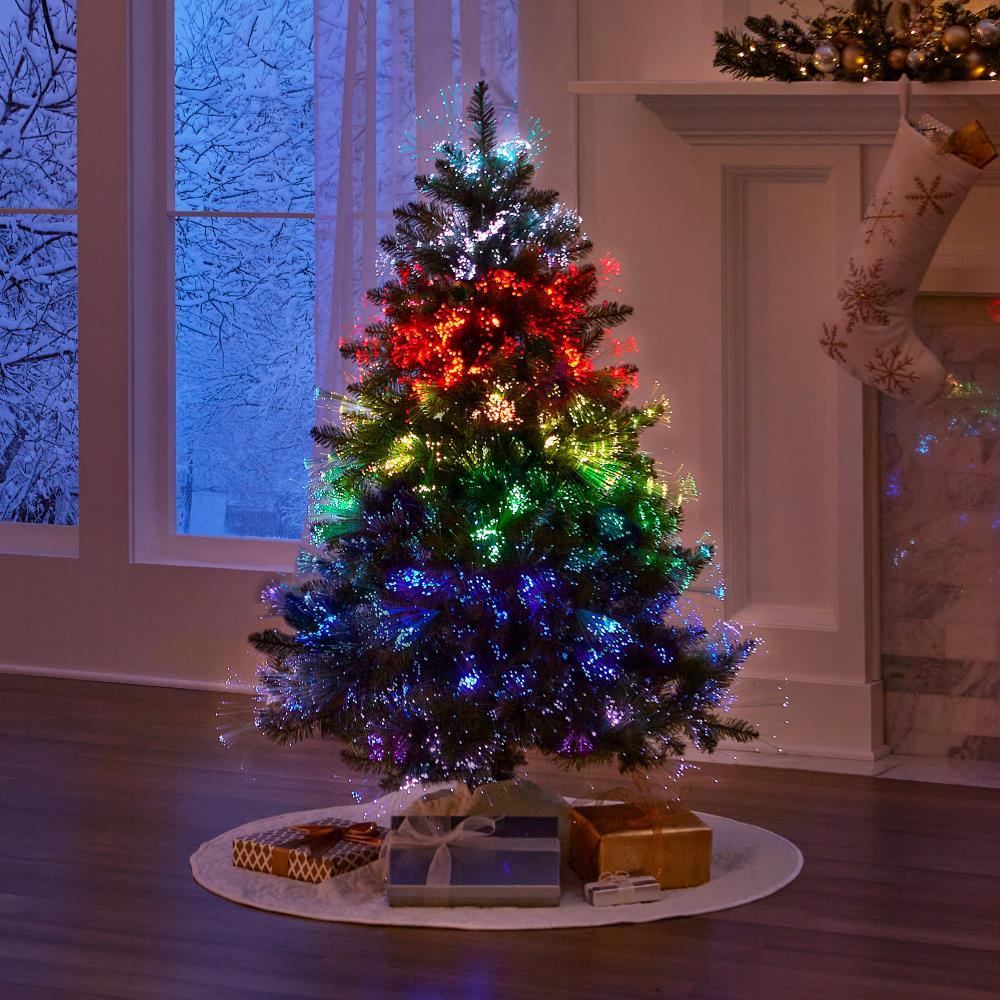 4 1/2' Fiber Optic Light Show Tree - White Christmas Tree