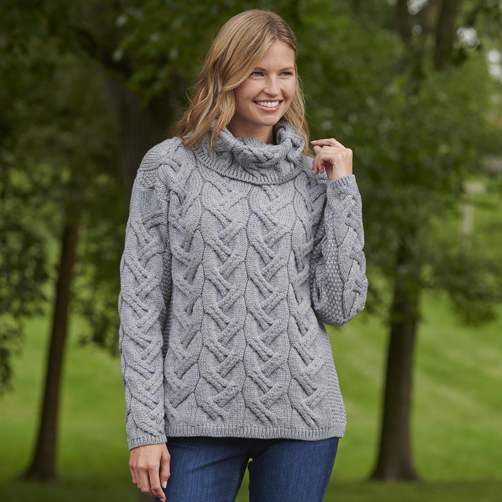 The Genuine Irish Aran Wool Cowl Neck Sweater - Hammacher Schlemmer