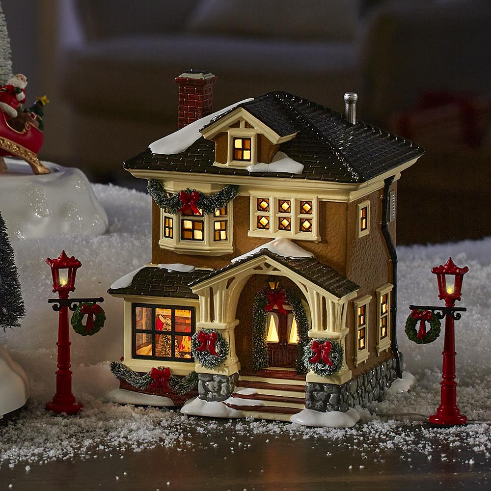 The Illuminated Christmas Snow Village (Grandma's House) - Hammacher ...