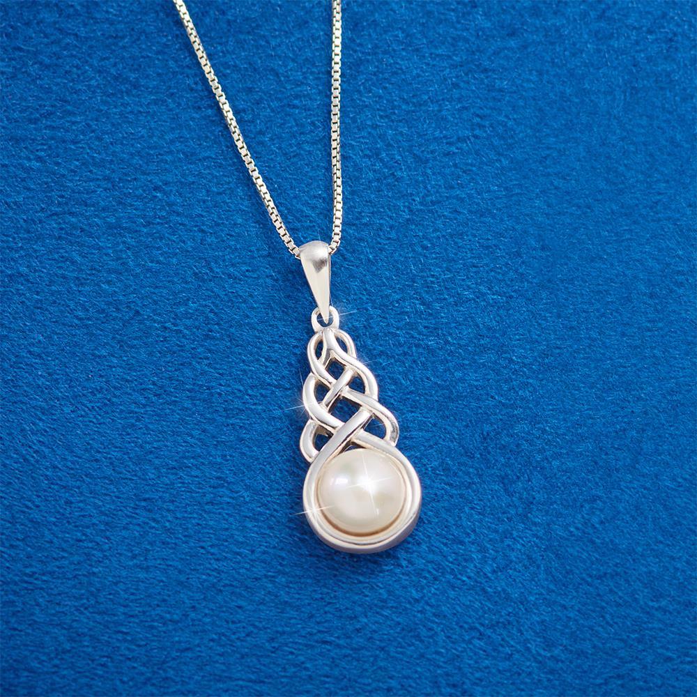 Celtic Knot Pearl Pendant - White