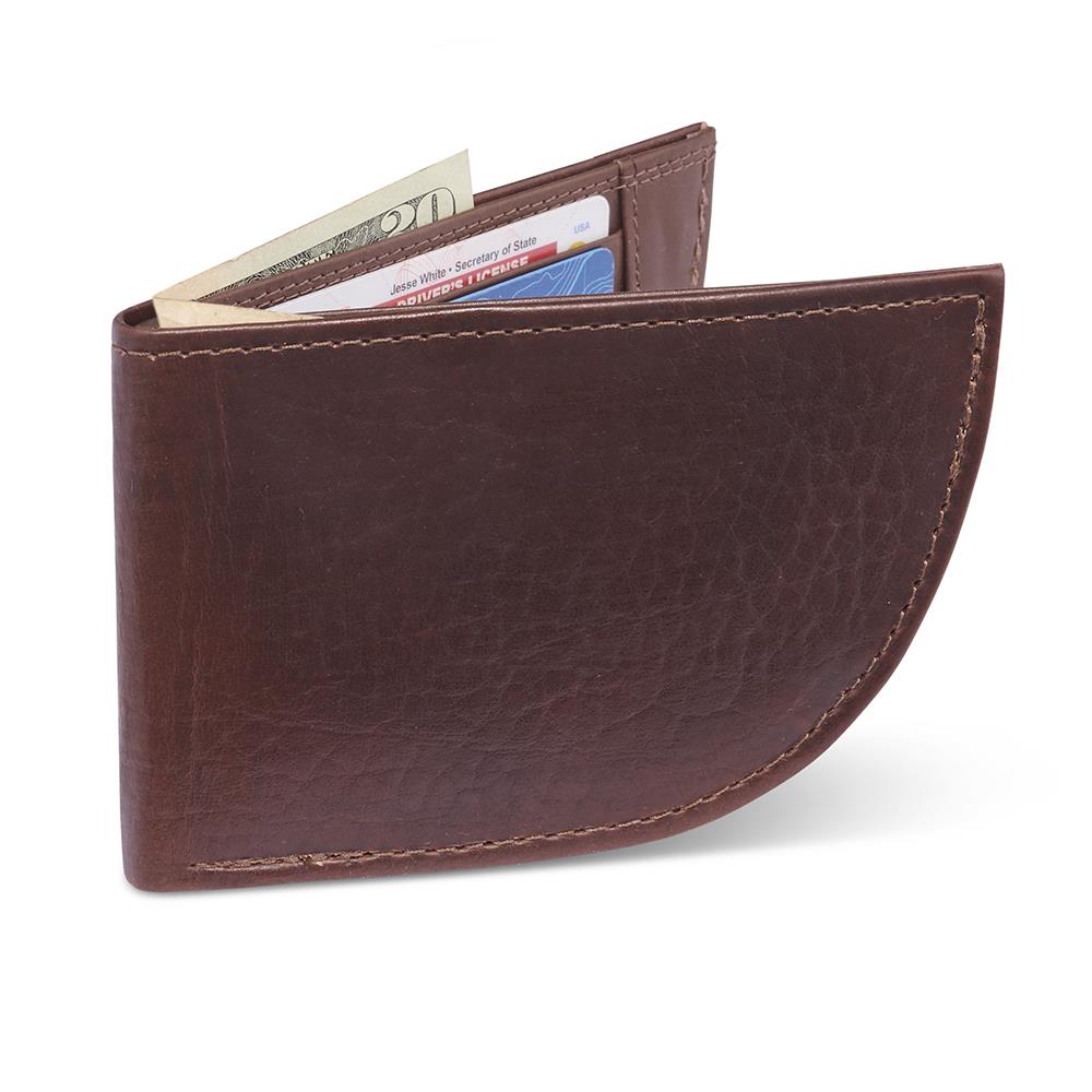 Bison Leather Front Pocket Wallet - Brown