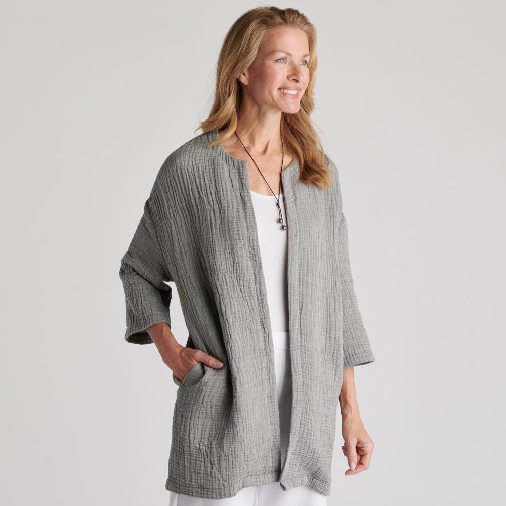 Soft Touch Cotton Cardigan - Grey