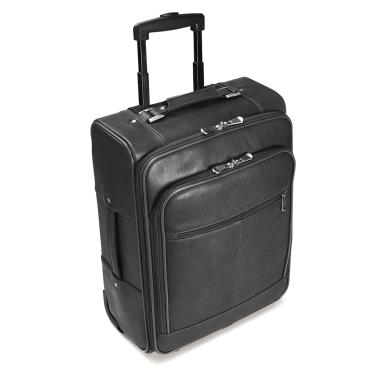 Leather rolling cheap carry on bag