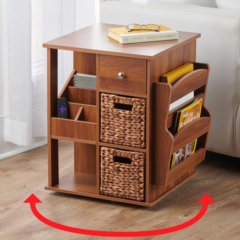 Rotating Organized End Table - Brown