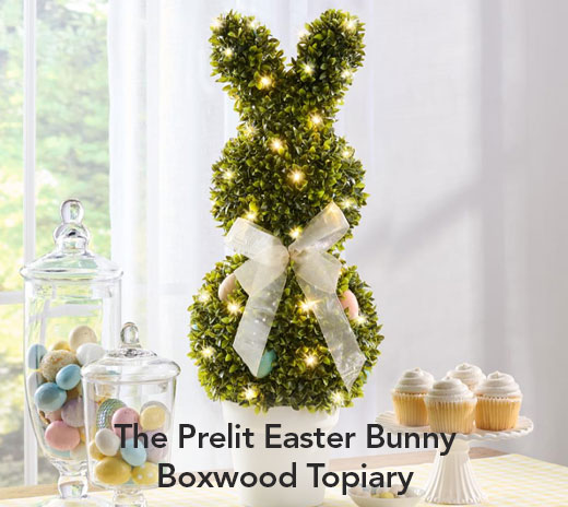 The Prelit Easter Bunny Boxwood Topiary