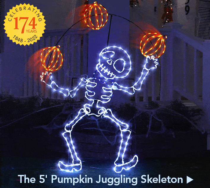 The 5' Pumpkin Juggling Skeleton