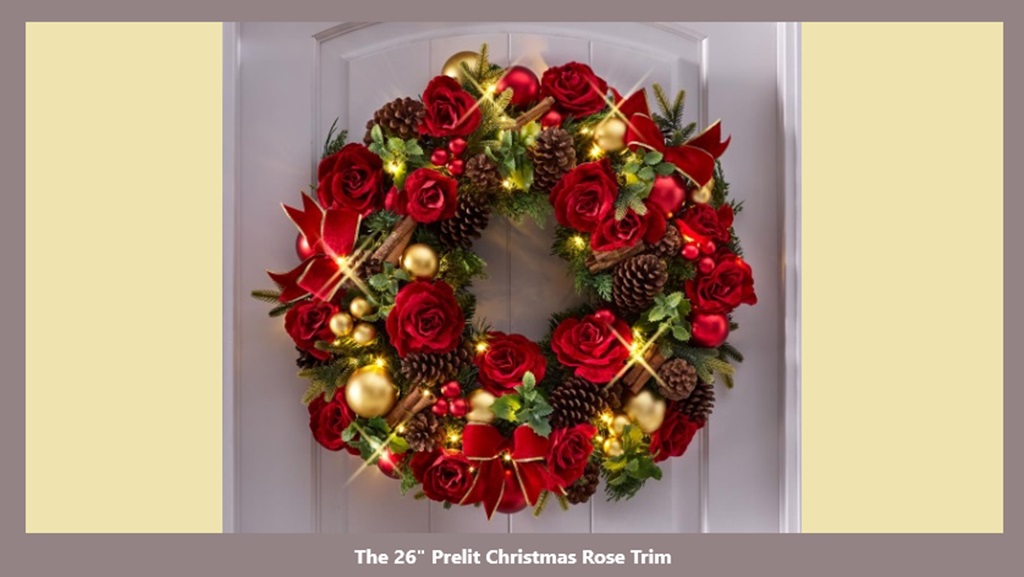 The 26? Prelit Christmas Rose Trim Wreath