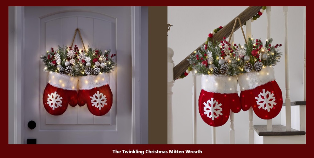 The Twinkling Christmas Mitten Wreath