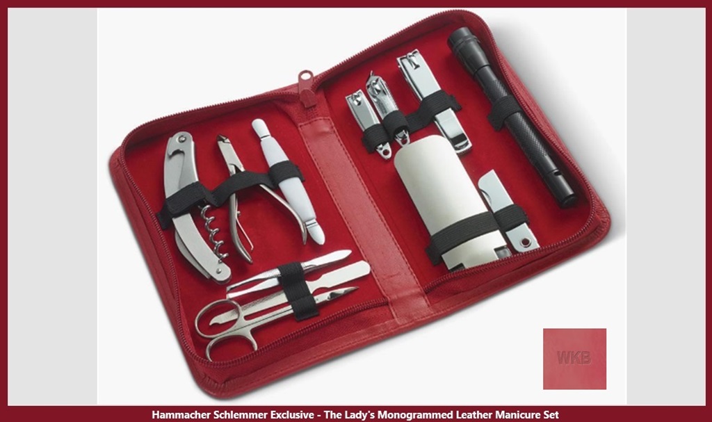 Hammacher Schlemmer Exclusive - The Lady's Monogrammed Leather Manicure Set