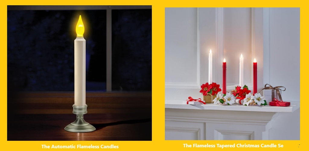 The Flameless Tapered Christmas Candle Set