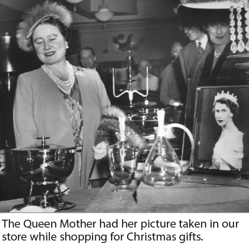 The Queen Mother had her picture taken in our store while shopping for Christmas gifts.